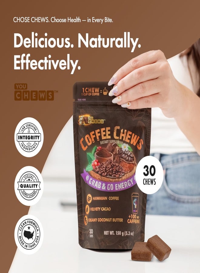 YouChews Coffee Chews - Grab & Go Energy with 100mg per Chew of Clean, Green Caffeine. With Real Organic Ingredients, Low Sugar, Great Bold Taste & Long Lasting Energy Boost (30 Chews Pack) - Image 5